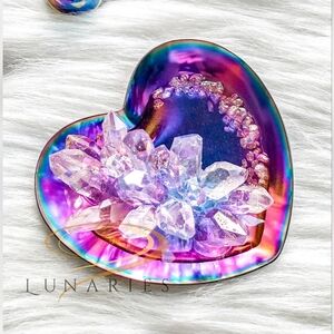 Stainless Steel Ring Dish/Tray with Handmade Resin Crystal